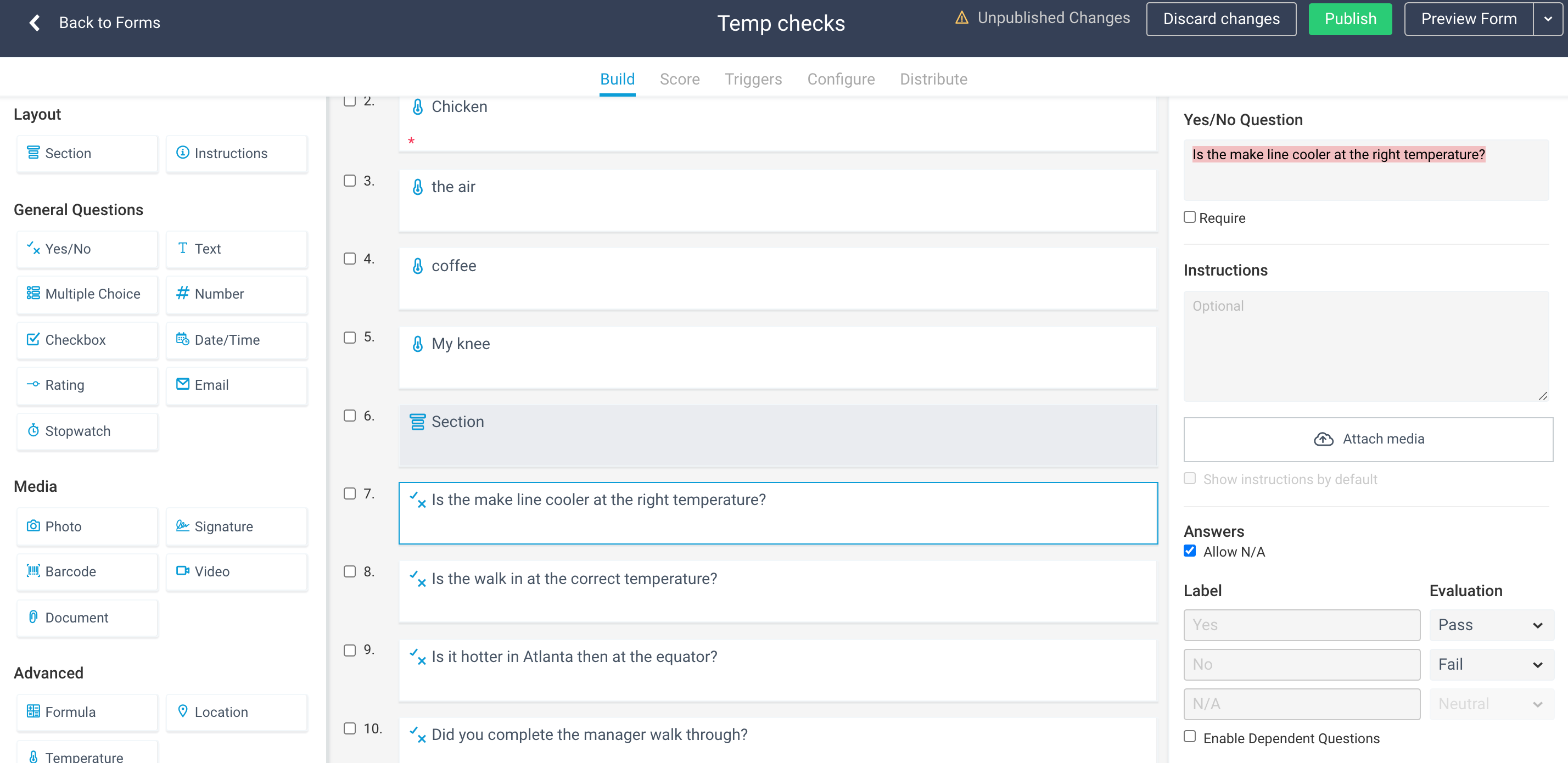Dependent questions setup