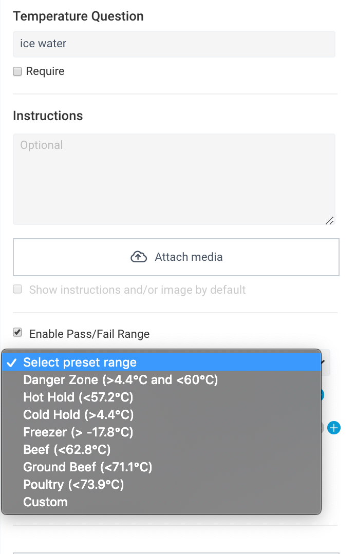 Preset temperature ranges