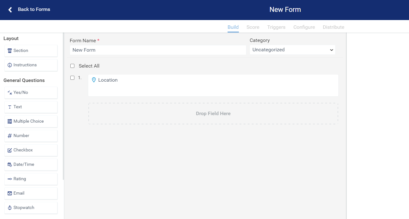 Form builder interface