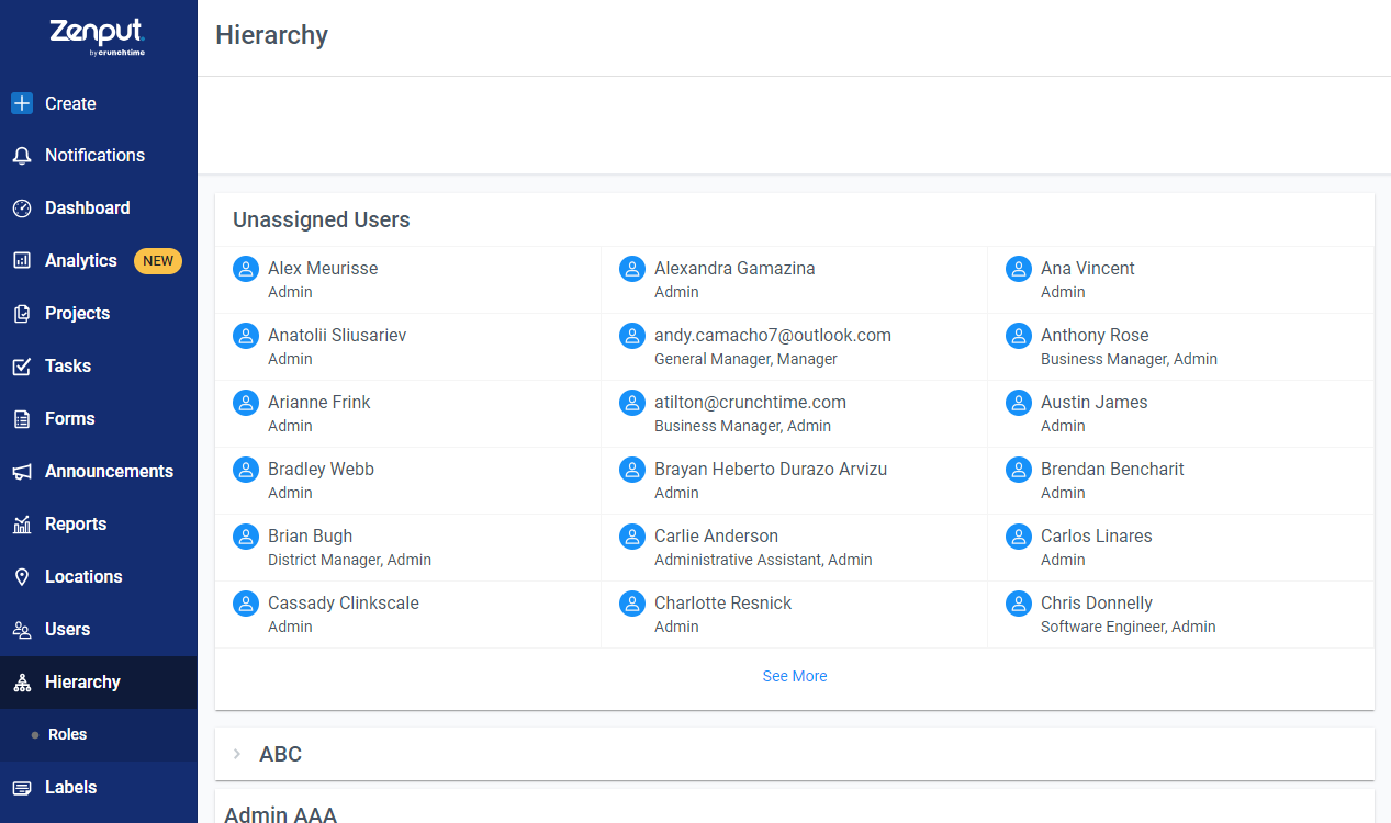 Hierarchy Dashboard