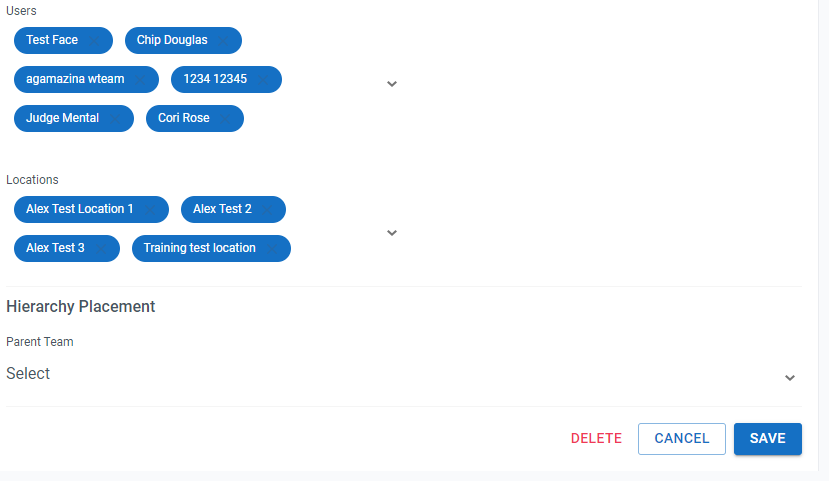 Save Team Changes