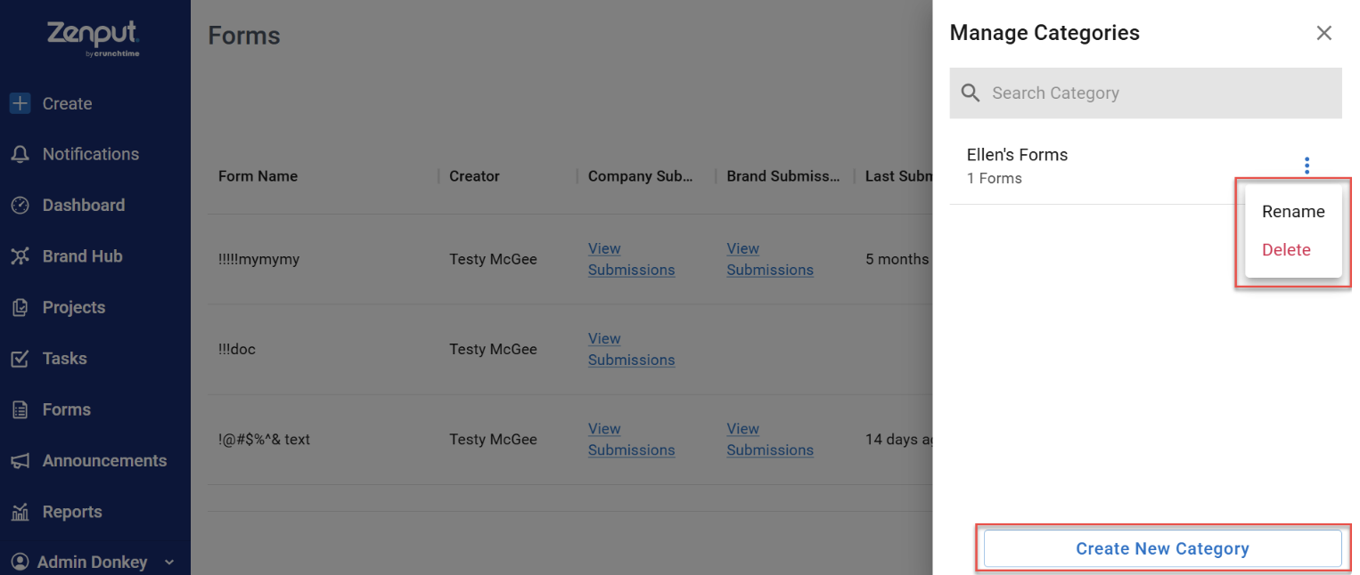 Create Category dialog