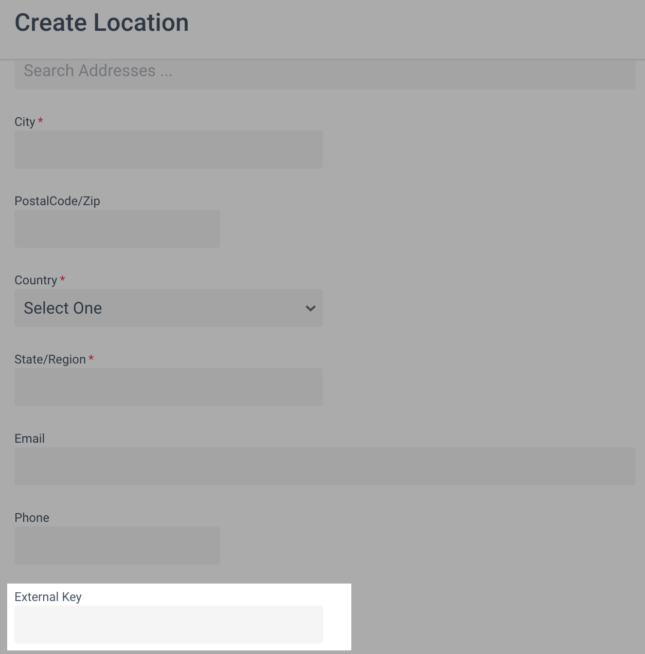 External Key Field