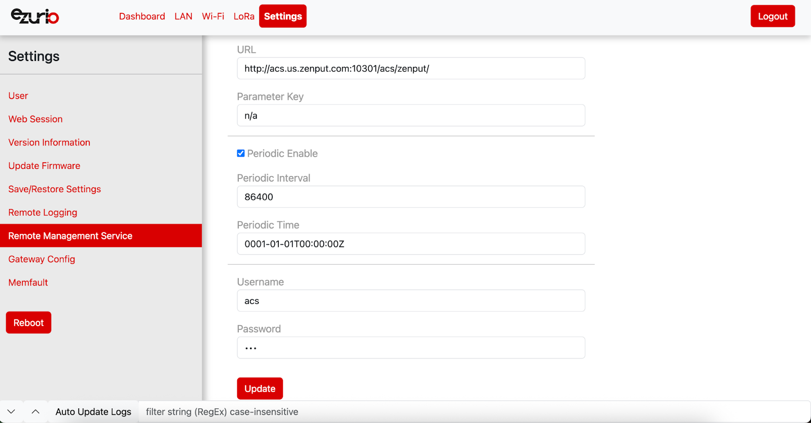 Remote management settings