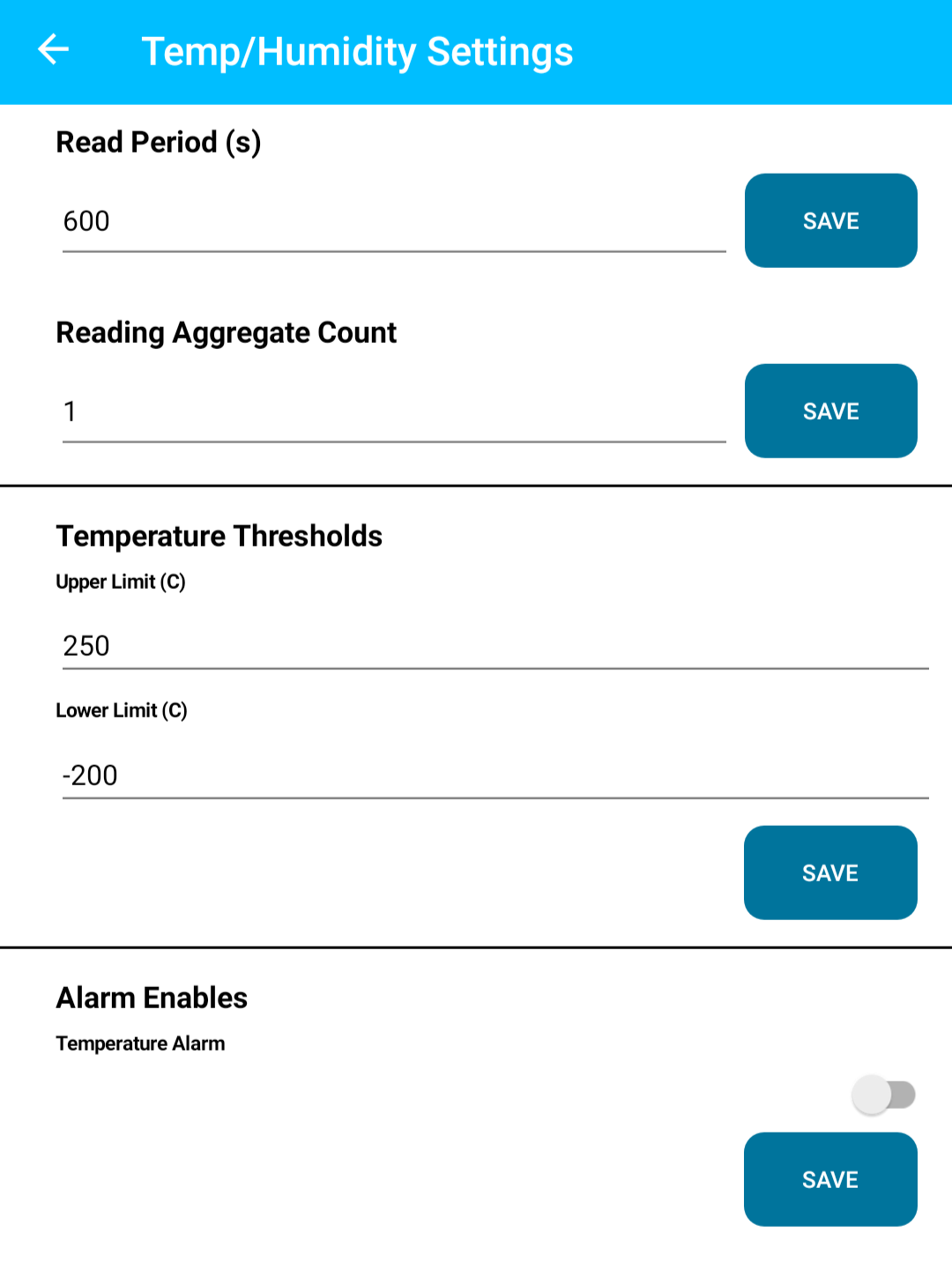 Temperature settings