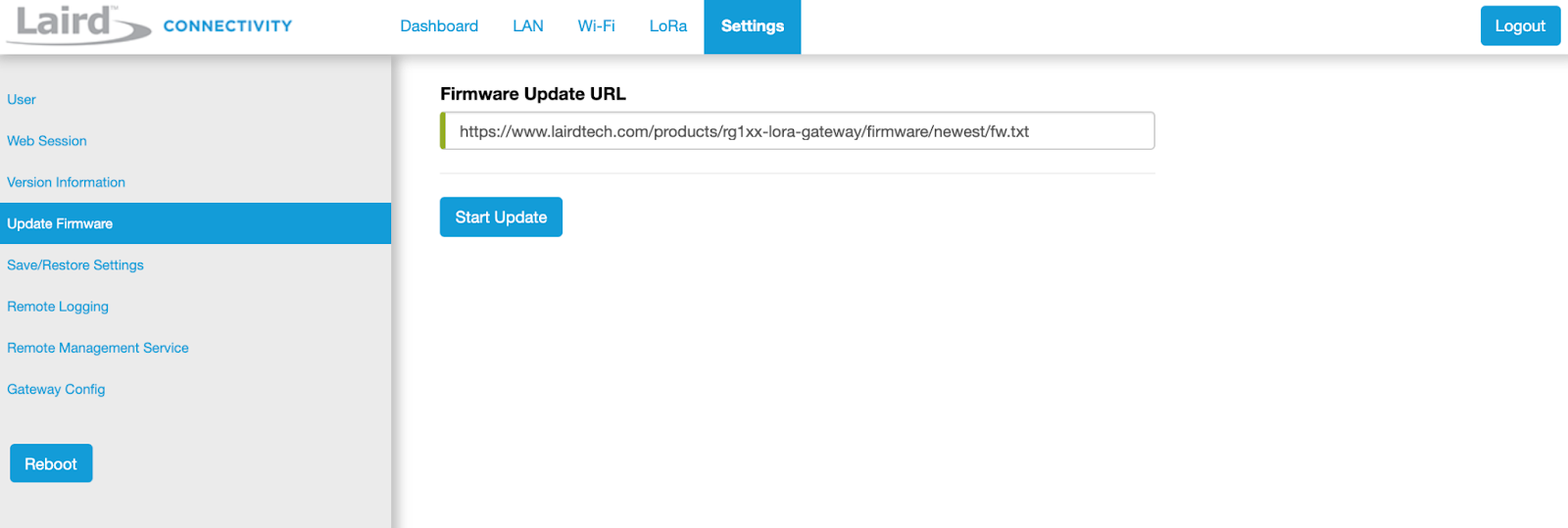 Update firmware option
