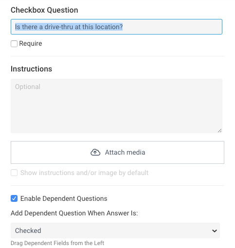 Checkbox subsection setup
