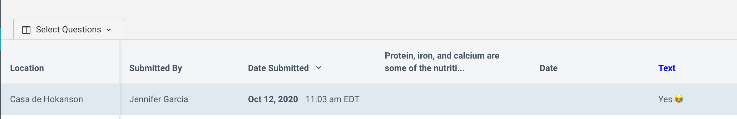 Reports view with emoji