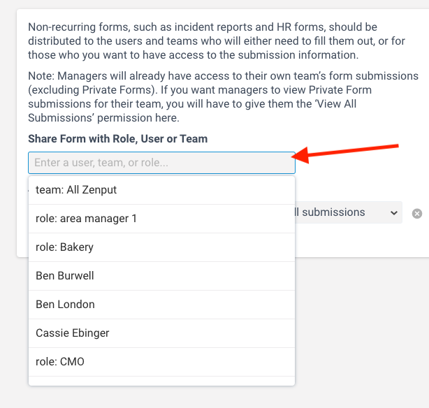 Share form with options