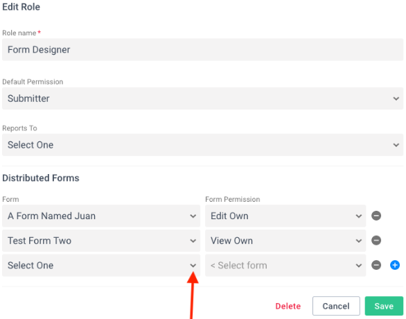 Add form to role